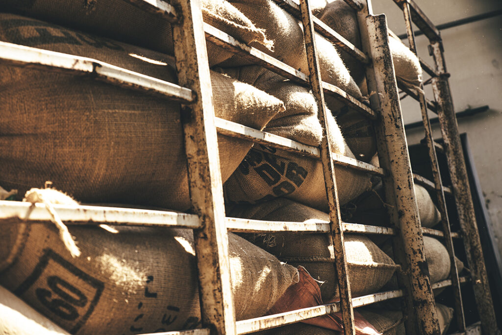 Jutesäcke mit Rohkaffee aus der Finca Fulda Kaffee Mexiko beim Transport