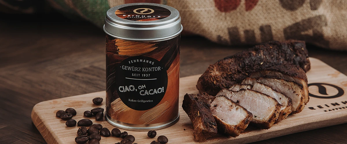grillen-mit-kaffee-gewuerz-titelbild Ciao Oh Cacao Kaffeegewürz von Reinholz und Fehrmann mit gegrilltem Fleisch